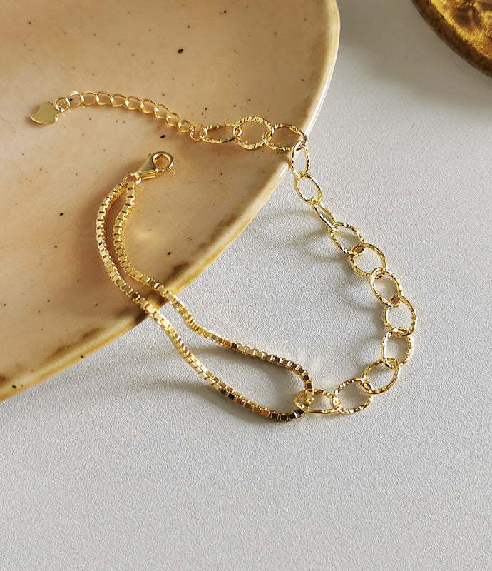 Asymmetrical Chain Bracelet - Gold