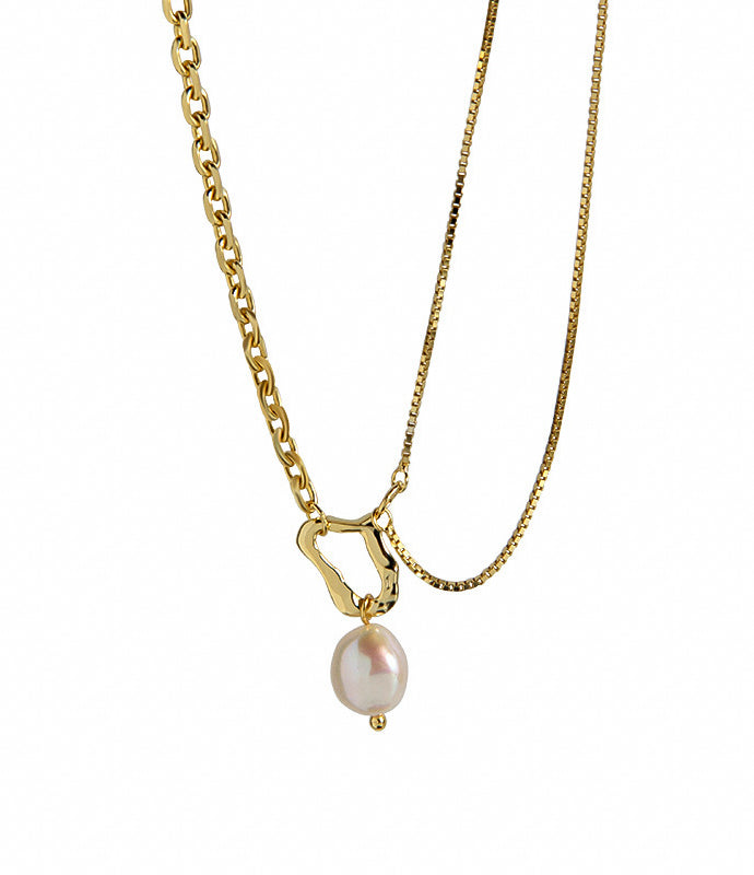 Asymmetrical Chain Necklace-Gold