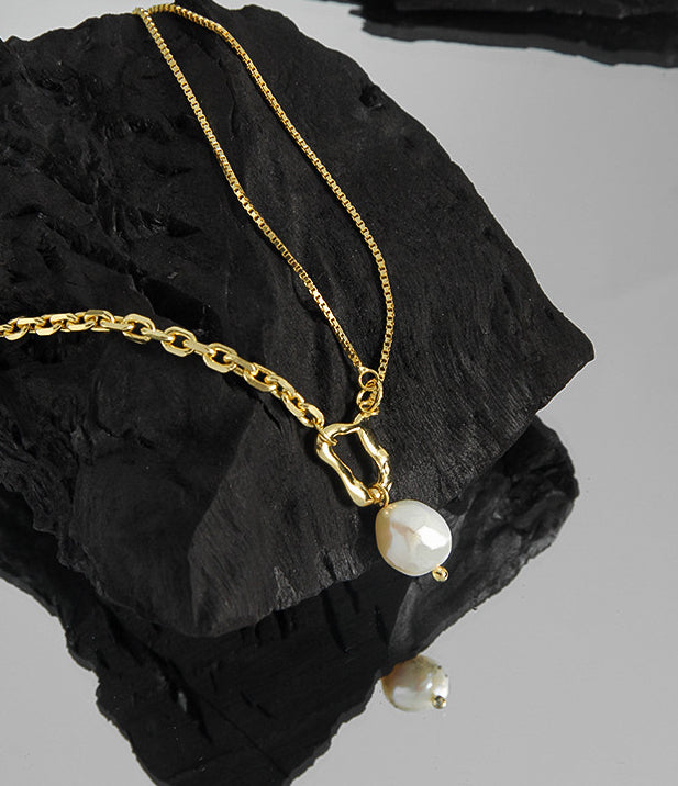 Asymmetrical Chain Necklace-Gold