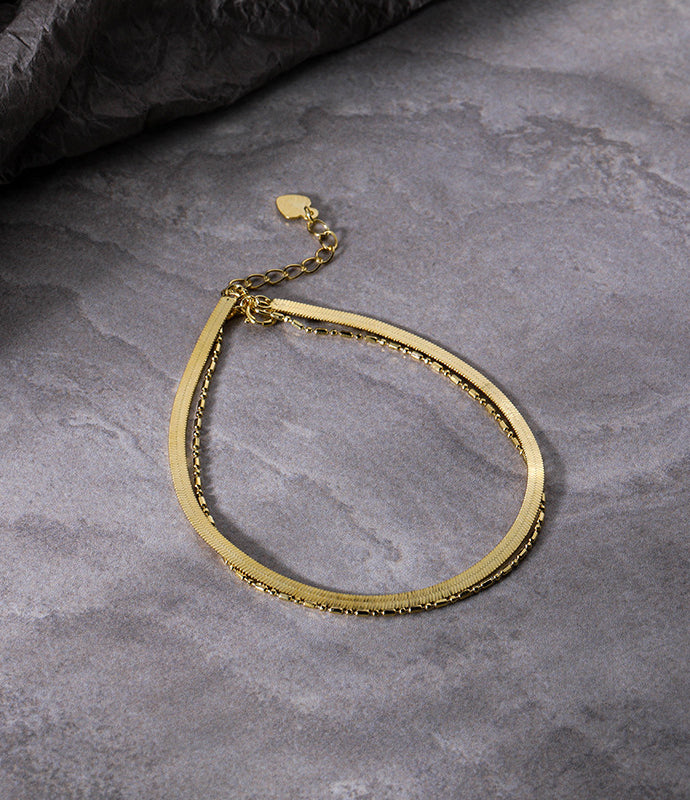 Combination Snake Chain Bracelet - Gold