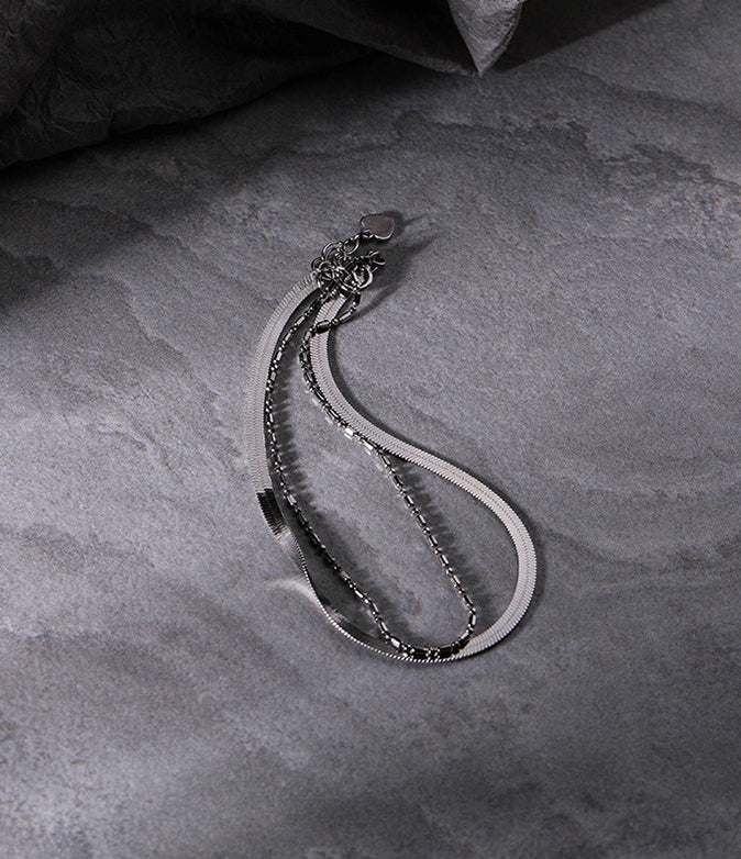 Combination Snake Chain Bracelet - Silver