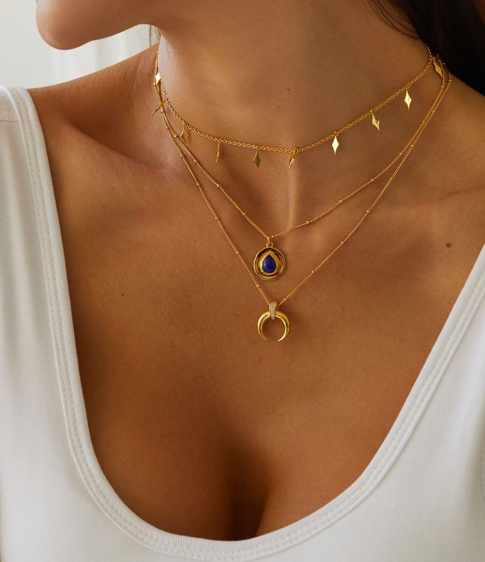 Crescent Pendant Gold Necklace
