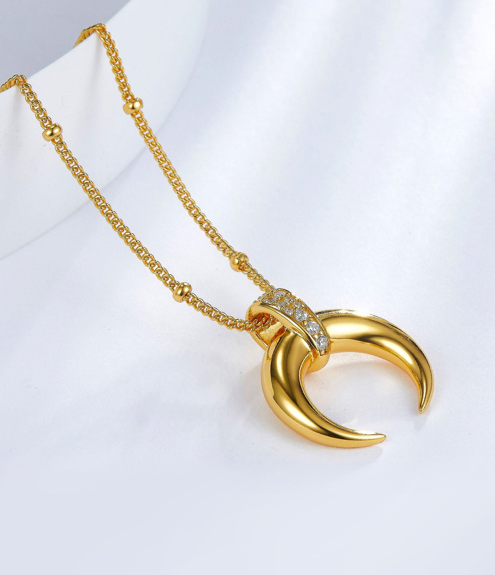 Crescent Pendant Gold Necklace