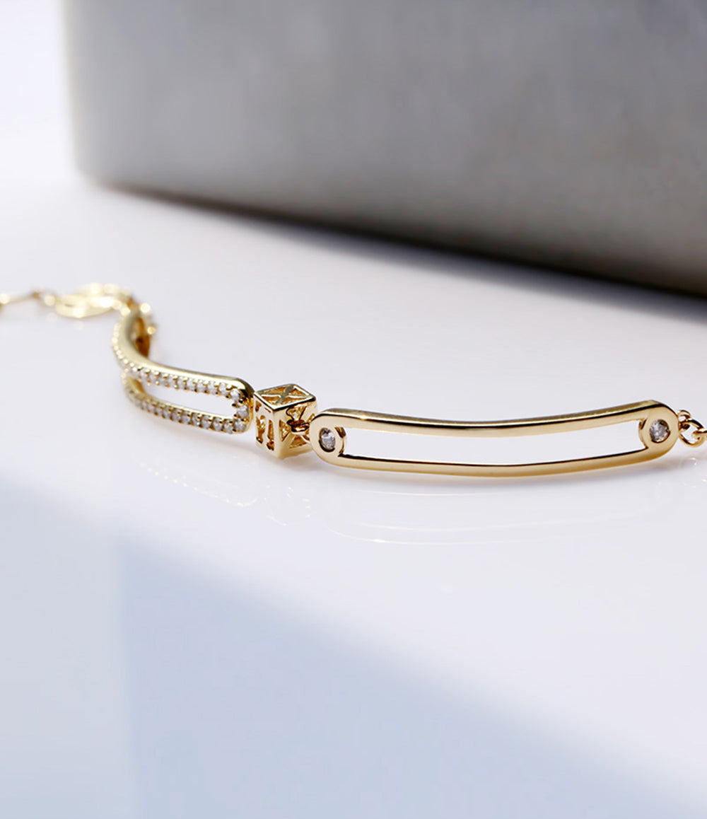 Diamond Studded Gold Bracelet
