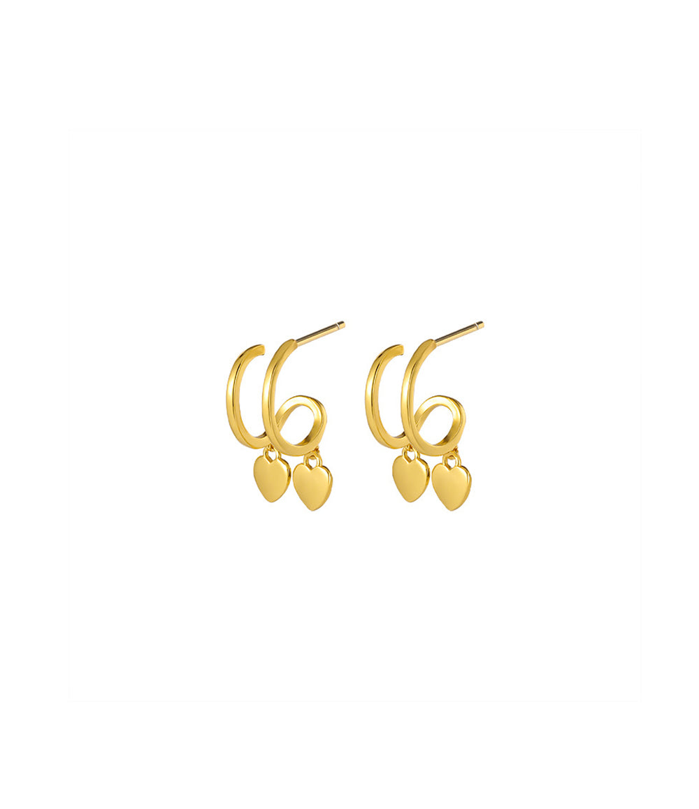 Double Gold Heart Earrings