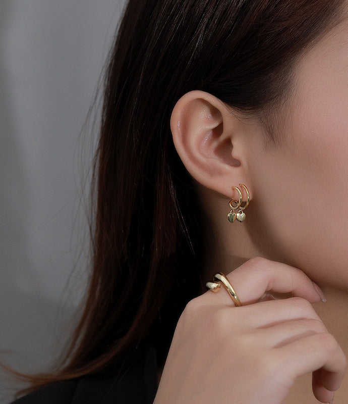 Double Gold Heart Earrings