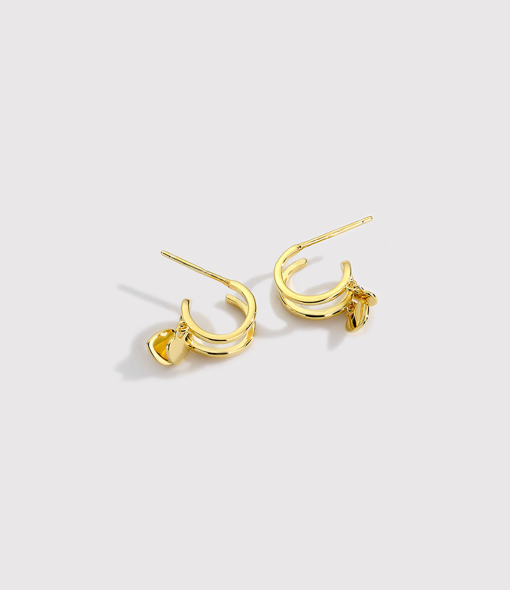 Double Gold Heart Earrings