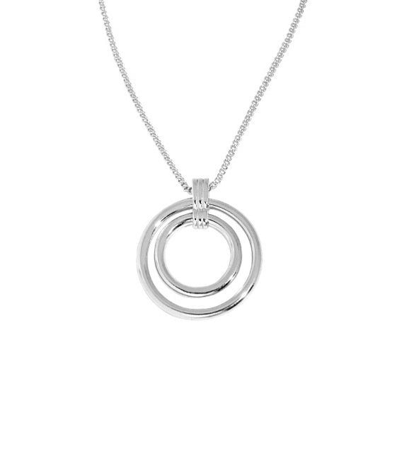 Double Hoops Necklace Silver
