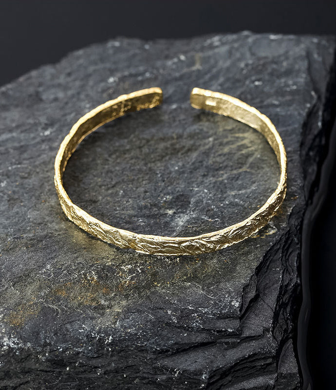 Foiled Texture Bangle Bracelet - Gold