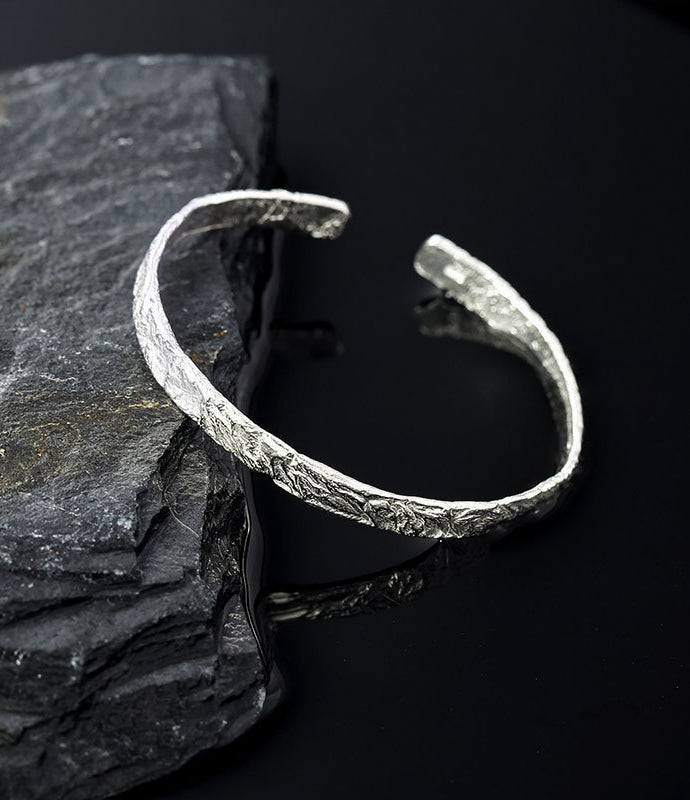 Foiled Texture Bangle Bracelet - Silver