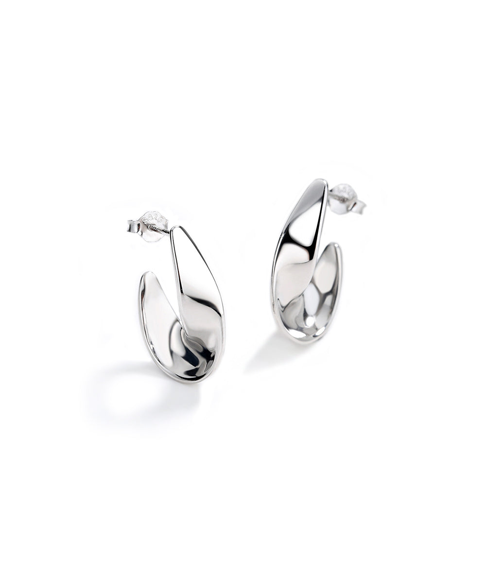Glossy Hoop Earrings - Silver