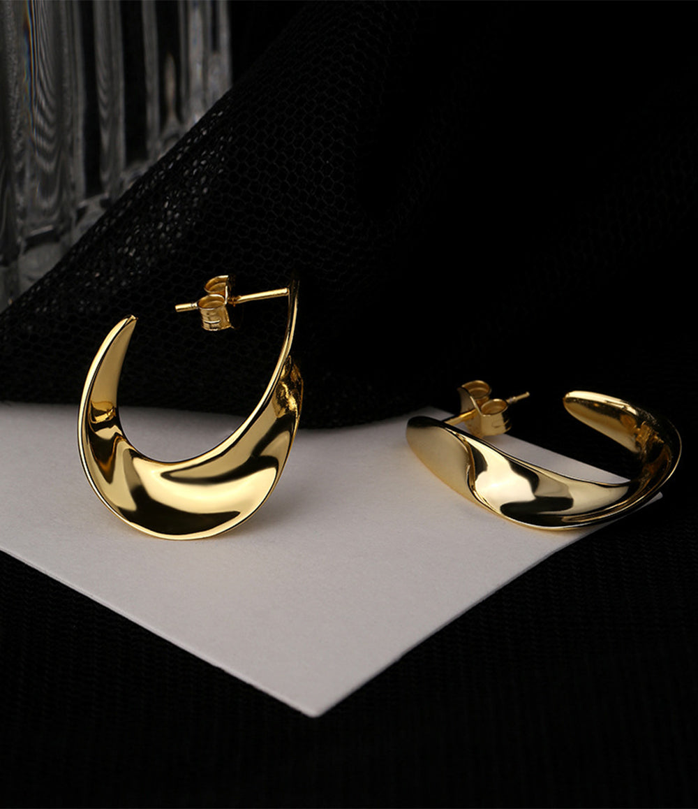 Glossy Hoop Earrings - Gold