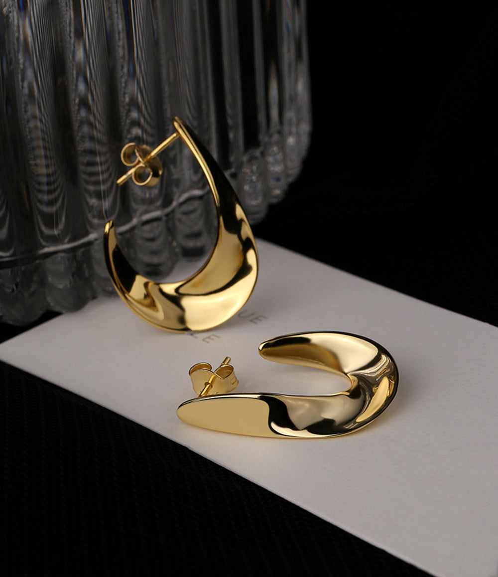 Glossy Hoop Earrings - Gold