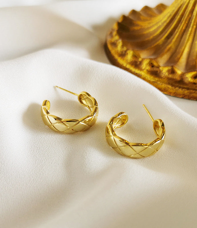 Gold Cushion Hoop Earrings