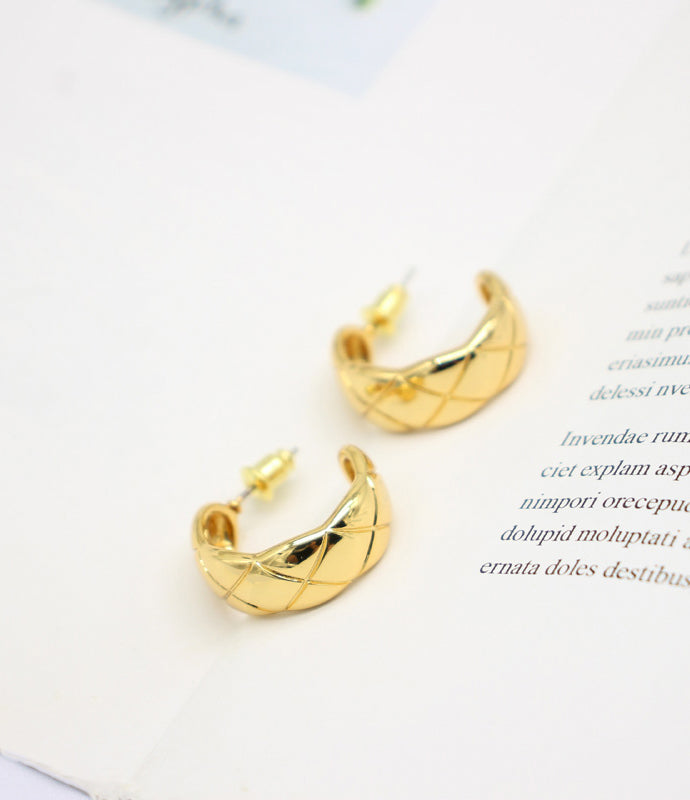 Gold Cushion Hoop Earrings