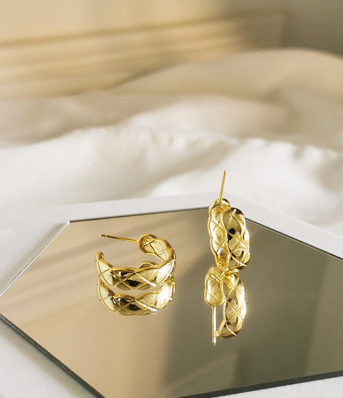 Gold Cushion Hoop Earrings