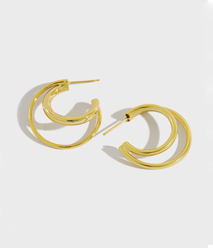 Hollow Moon Earrings - Gold