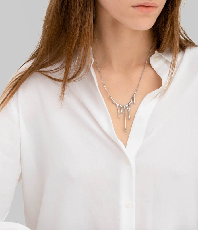 Honey Drip Chain Necklace - Silver