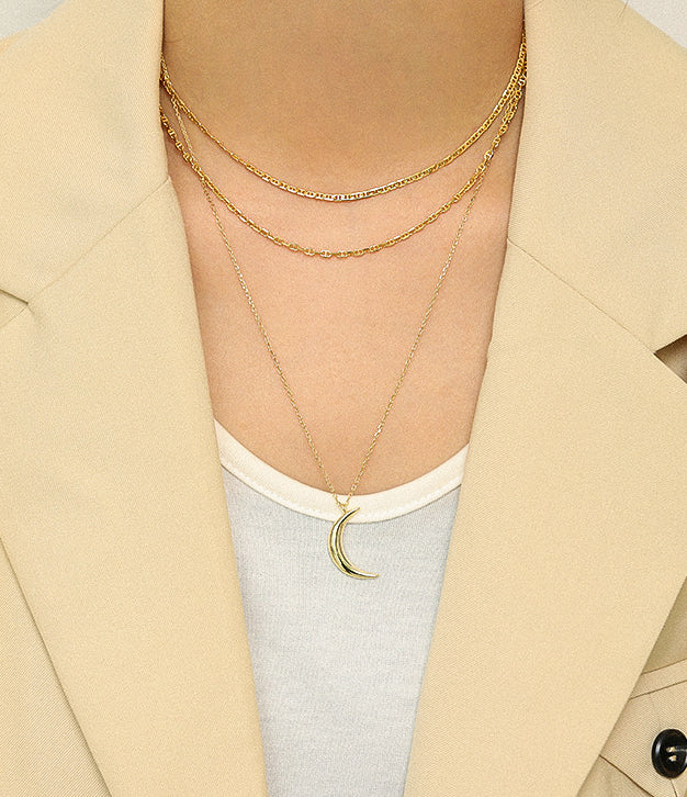 Luna Pendant Chain Necklace-Gold