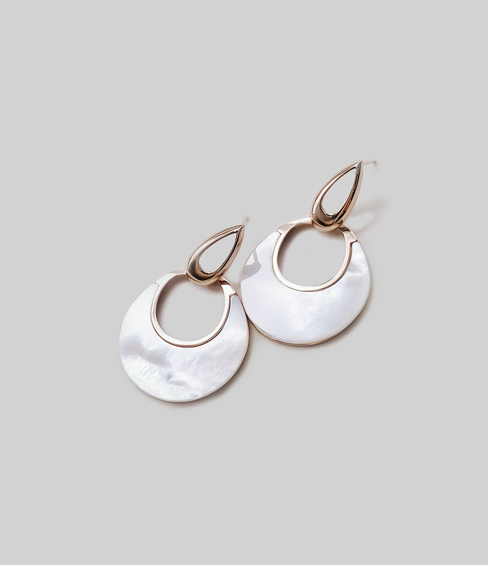 Mother of Pearl Hoop Earrings - Gold