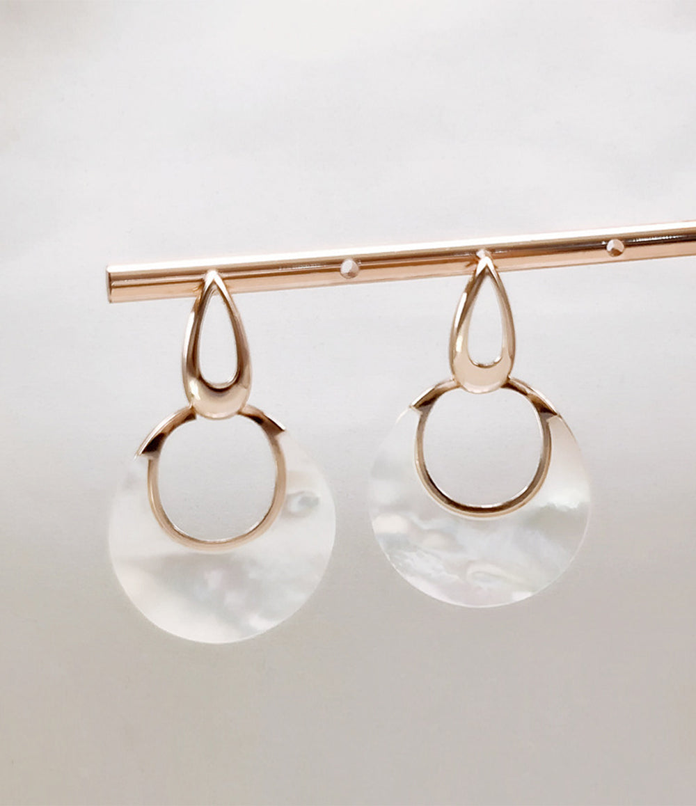 Mother of Pearl Hoop Earrings - Gold