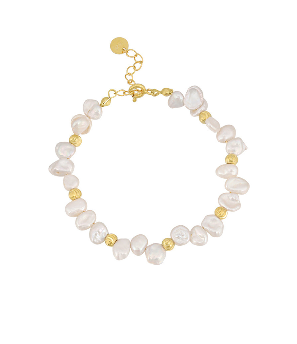 Natural Pearls Bracelet - Gold
