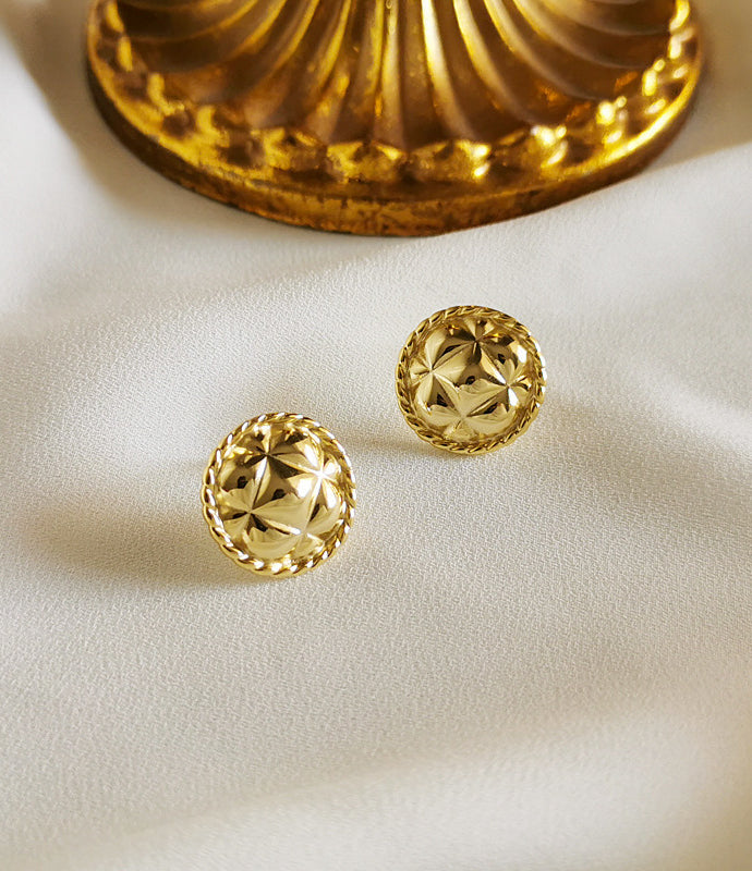 Round Gold Cushion Earrings