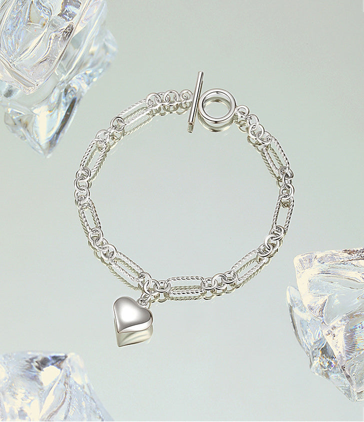 The Heart Chain Bracelet - Silver