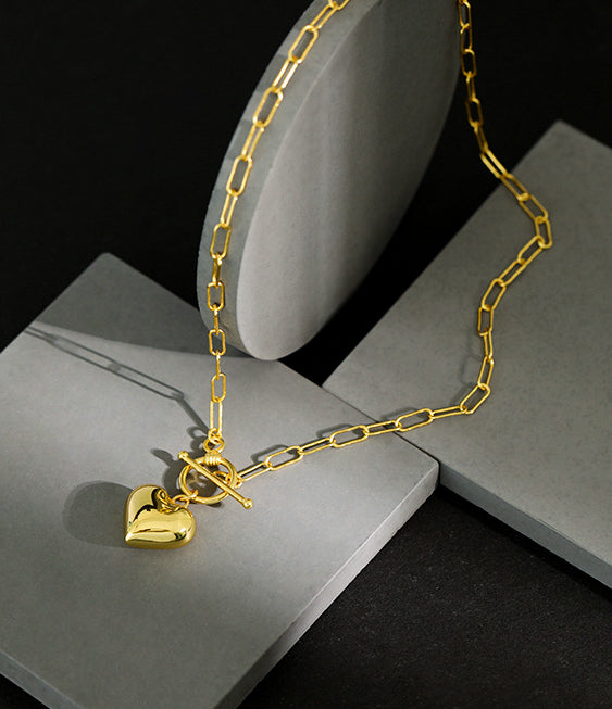 The Heart Chain Necklace - Gold