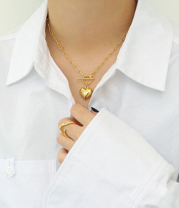 The Heart Chain Necklace - Gold