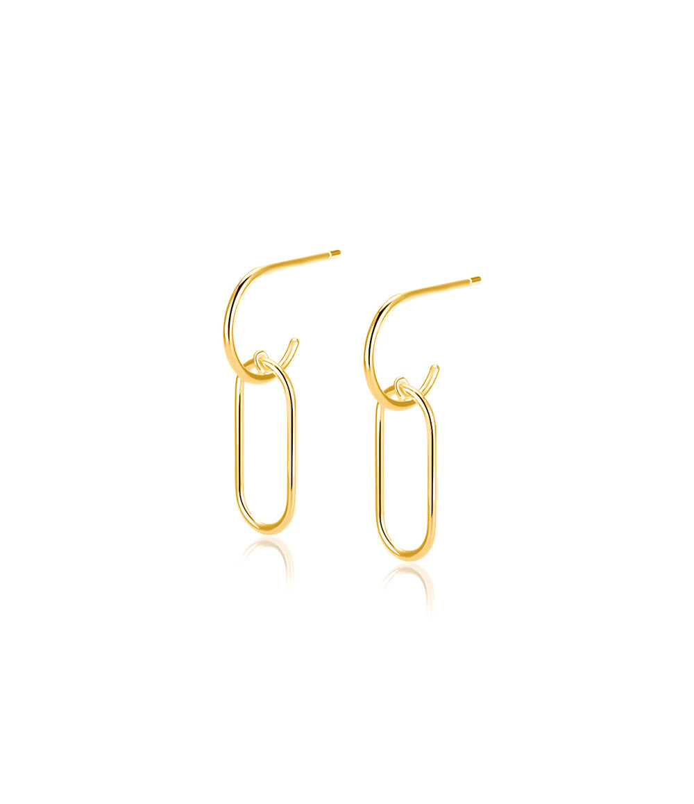 Thin Oval Hoop Earrings - Gold