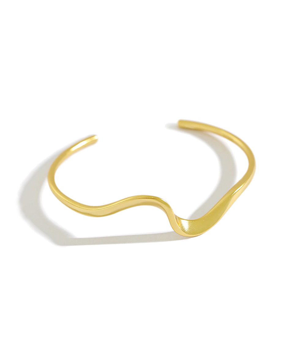 Wave Bangle Bracelet - Gold
