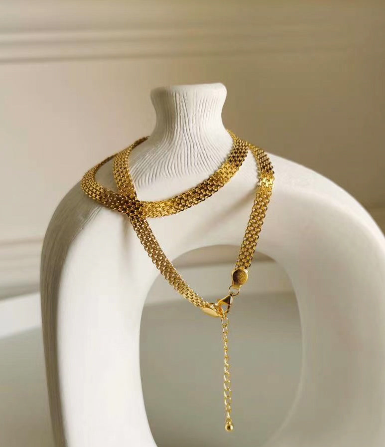 Woven Chain Necklace-Gold