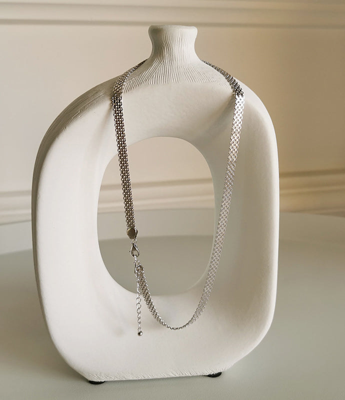Woven Chain Necklace-Silver